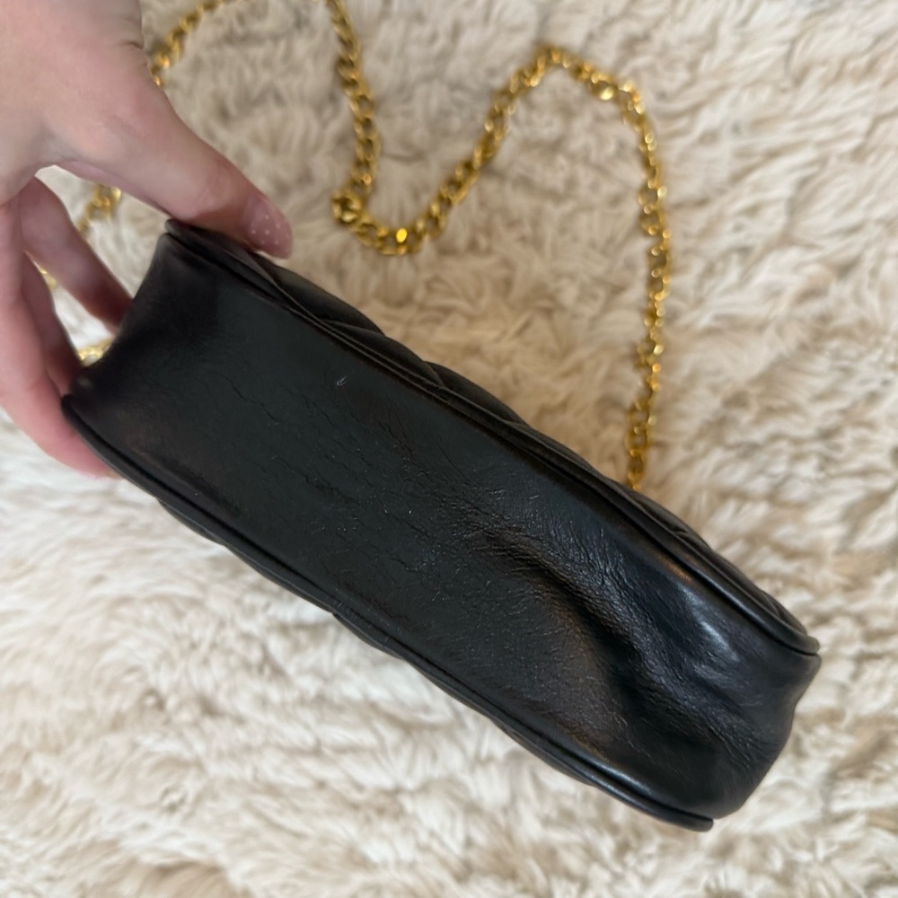 Black Quilted Crossbody Bag Gold Logo - Picture 5 of 6